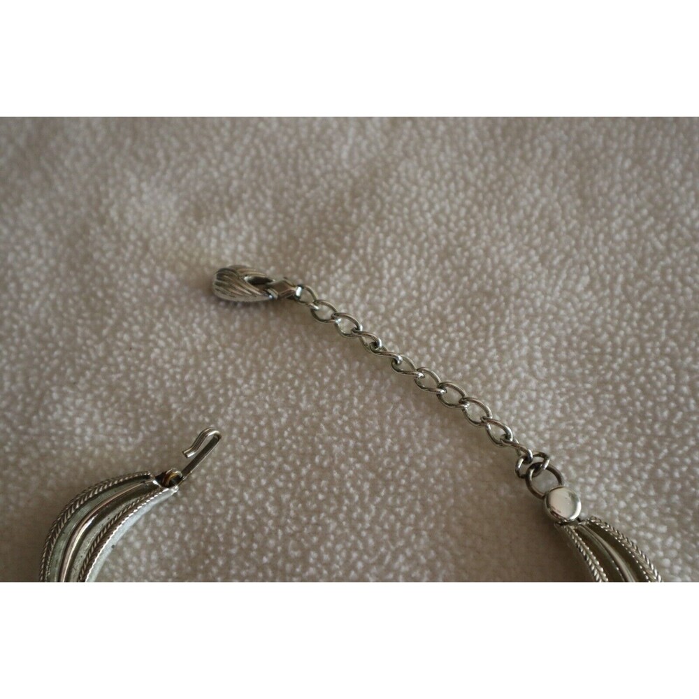 Vintage Scalloped Garland Beaded Swag Silver Tone Choker Necklace 16/17" - Picture 6 of 11